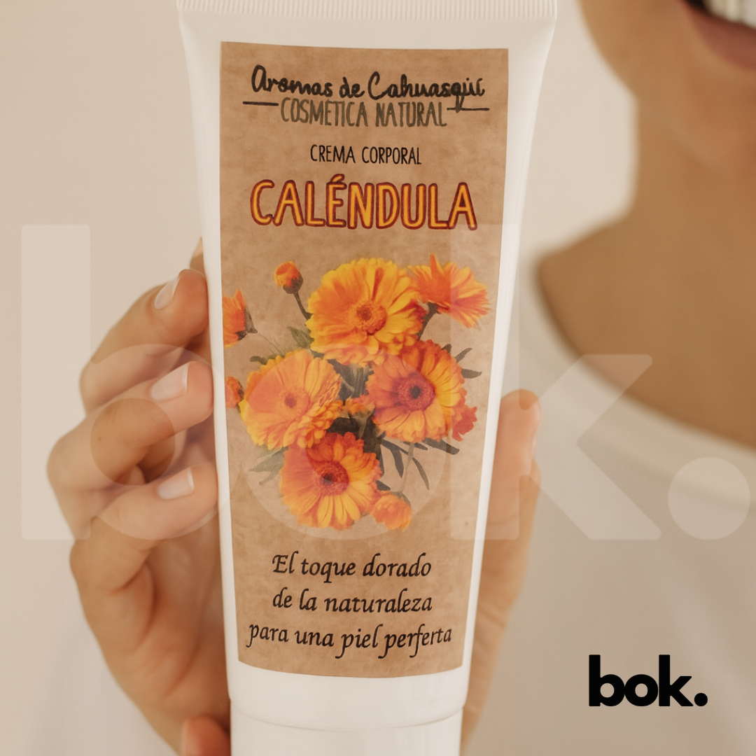Crema corporal de caléndula 200 ml Aromas de Cahuasquí – hidratante y regeneradora natural