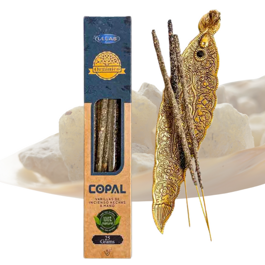 Incienso de Copal 100% natural hecho a mano, ideal para limpiar energías negativas y equilibrar el ambiente, 25g de Ullas.