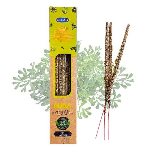Incienso de Ruda 100% natural hecho a mano, ideal para purificación energética, protección y bienestar, 25g de Ullas.