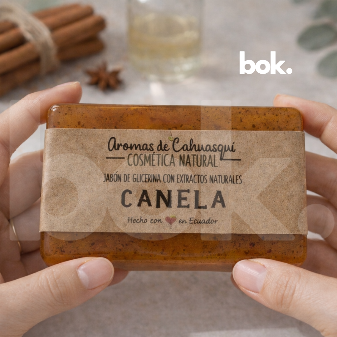 jabón de glicerina con extracto de canela uso en manos ritual de prosperidad y activación energética estética natural bok concept store