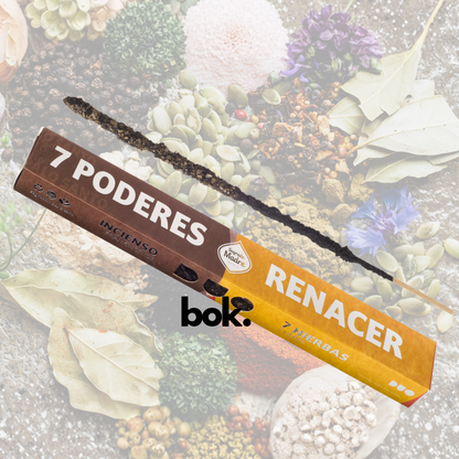 incienso 100% natural 7 poderes renacer de bok concept store con hierbas y resinas naturales para rituales de transformación y renovación energética