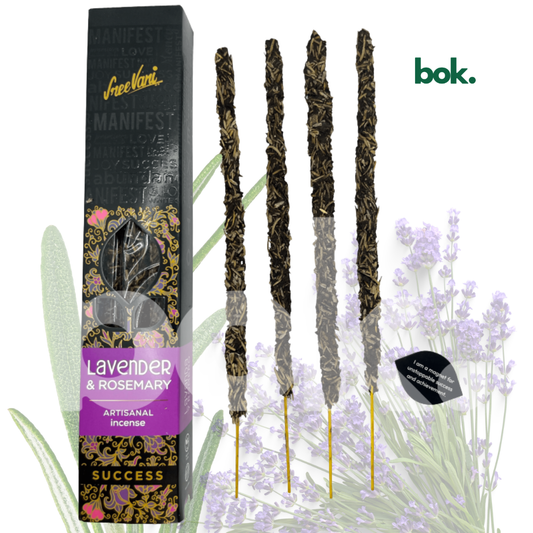 Incienso SUCCESS de Lavanda y Romero para éxito, concentración y productividad. Incienso artesanal premium ideal para alcanzar objetivos, potenciar el enfoque, estudiar, trabajar y manifestar metas personales y profesionales. Disponible en BOK Ecuador.