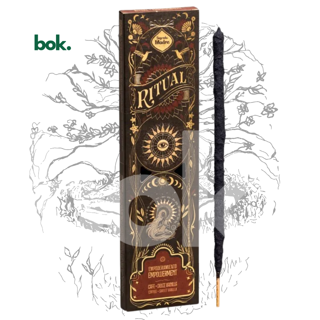 incienso ritual de empoderamiento 100% natural de BOK Concept Store Ecuador en empaque premium con diseño elegante, ideal para crear un ambiente de confianza, inspiración y bienestar