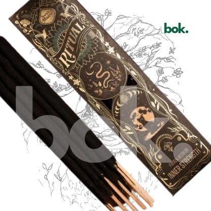 incienso artesanal natural de fuerza interior con varillas visibles y empaque sofisticado, seleccionado por BOK Concept Store para acompañar rituales de fortaleza, meditación y conexión personal
