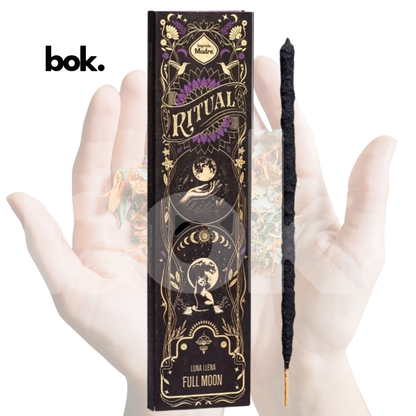 Incienso Ritual Luna Llena 100% natural para manifestación, gratitud, liberación y cierre de ciclos, disponible en BOK Concept Store Ecuador, tienda de bienestar y rituales en Quito