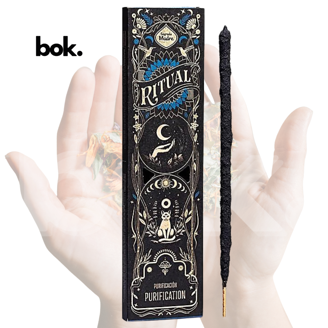 Incienso Ritual Purificación 100% natural para limpieza energética, purificación y renovación de espacios, disponible en BOK Concept Store Ecuador, tienda de bienestar y rituales en Quito