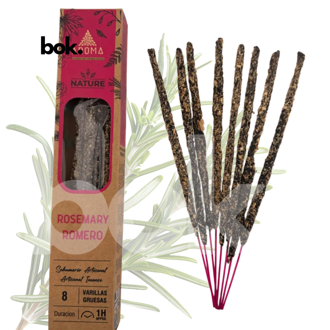 Incienso Natural de Romero de BOK Concept Store Ecuador. Incienso artesanal premium elaborado con ingredientes naturales para acompañar momentos de protección, limpieza y claridad. Compra online con envíos a todo Ecuador.