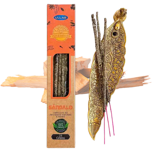Incienso de Sándalo 100% natural hecho a mano, para promover la relajación, la meditación y la purificación del aire, 25g de Ullas.