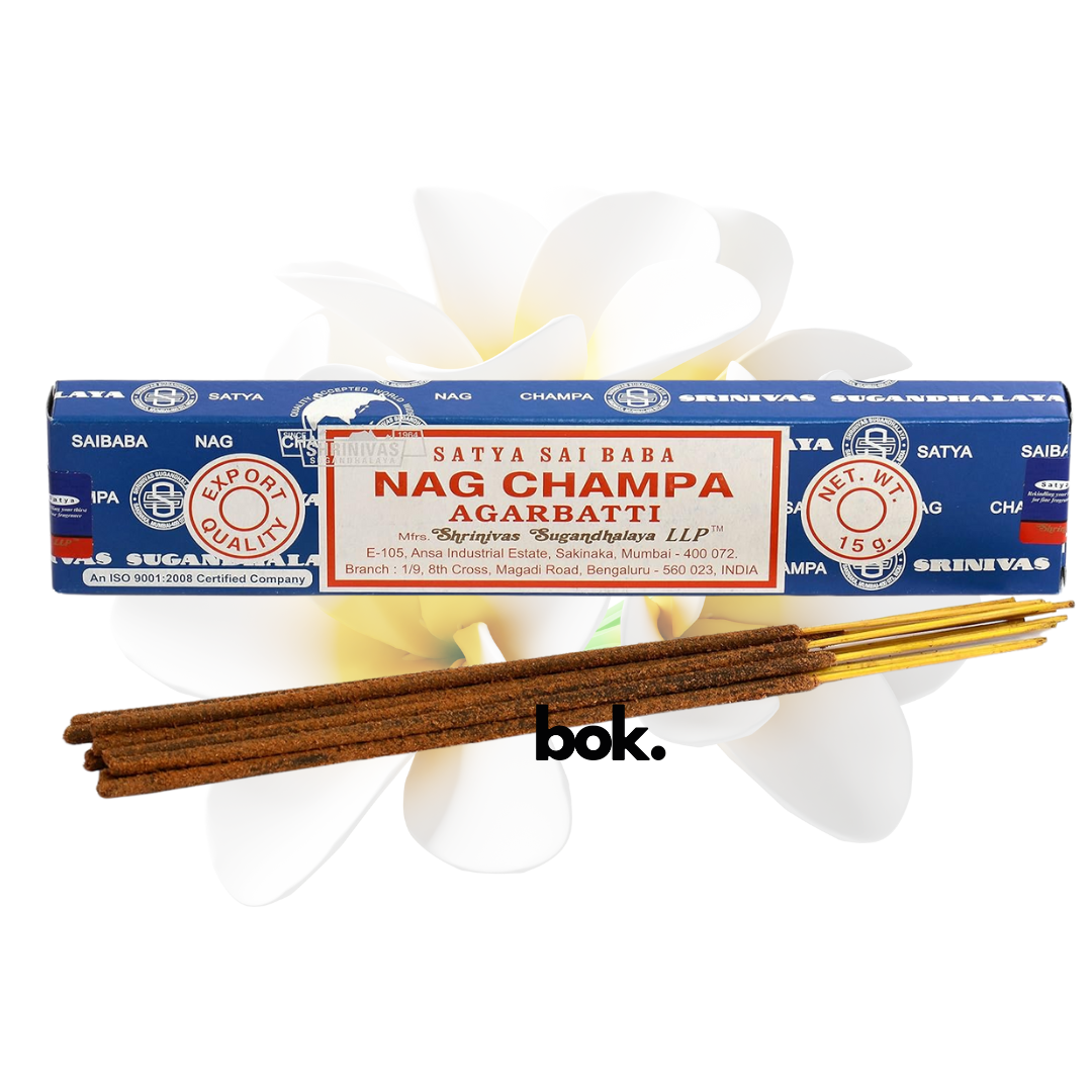Incienso Nag Champa auténtico de BOK para purificar ambientes, yoga y bienestar