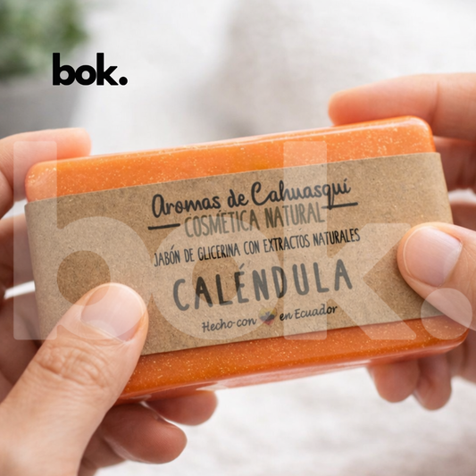 jabón de caléndula natural para cuidado de la piel cosmética artesanal disponible en BOK concept store Ecuador