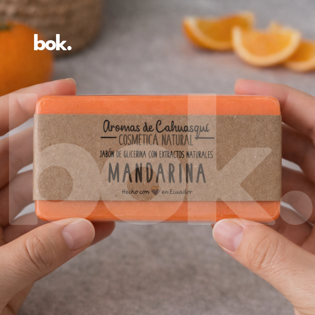 jabón de mandarina de glicerina Ecuador jabón artesanal natural barra para uso diario refrescante BOK Concept Store Quito