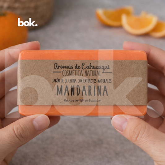 jabón de mandarina de glicerina Ecuador jabón artesanal natural barra para uso diario refrescante BOK Concept Store Quito