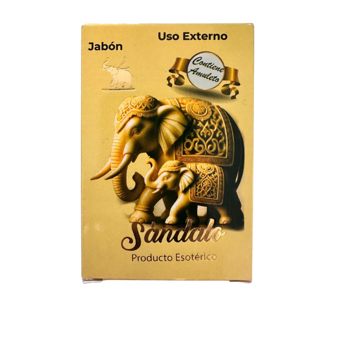 Jabón Sándalo KIRAT con amuleto – marca ecuatoriana, jabón esotérico de calma, armonía y protección espiritual.