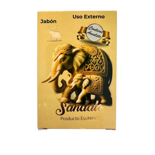 Jabón Sándalo KIRAT con amuleto – marca ecuatoriana, jabón esotérico de calma, armonía y protección espiritual.