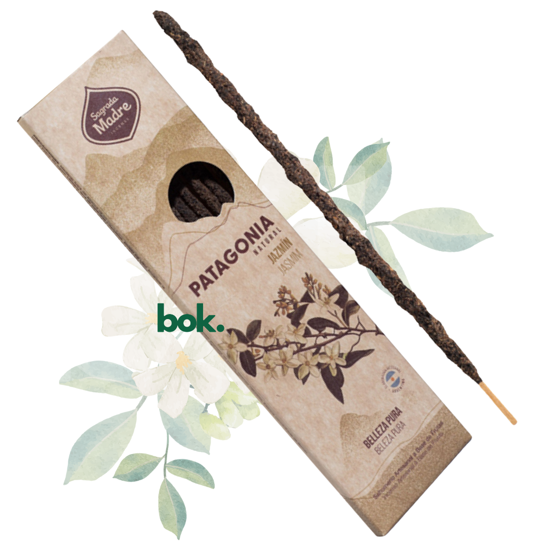 incienso 100% natural de jazmín para belleza interior y energía femenina, ideal para armonizar emociones, disponible en bok concept store