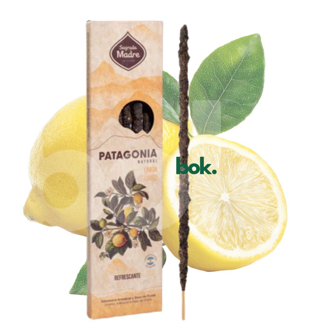 incienso 100% natural de limon patagonico para energia y limpieza en ambiente elegante, bok concept store quito ecuador, incienso botanico para claridad mental, enfoque y renovar energia en el hogar