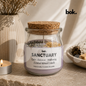 Vela ritual perfumada SANCTUARY de BOK Concept Store Ecuador en frasco de vidrio reutilizable con diseño minimalista premium, fotografía lifestyle elegante inspirada en calma, equilibrio y bienestar para decorar y transformar cualquier espacio.